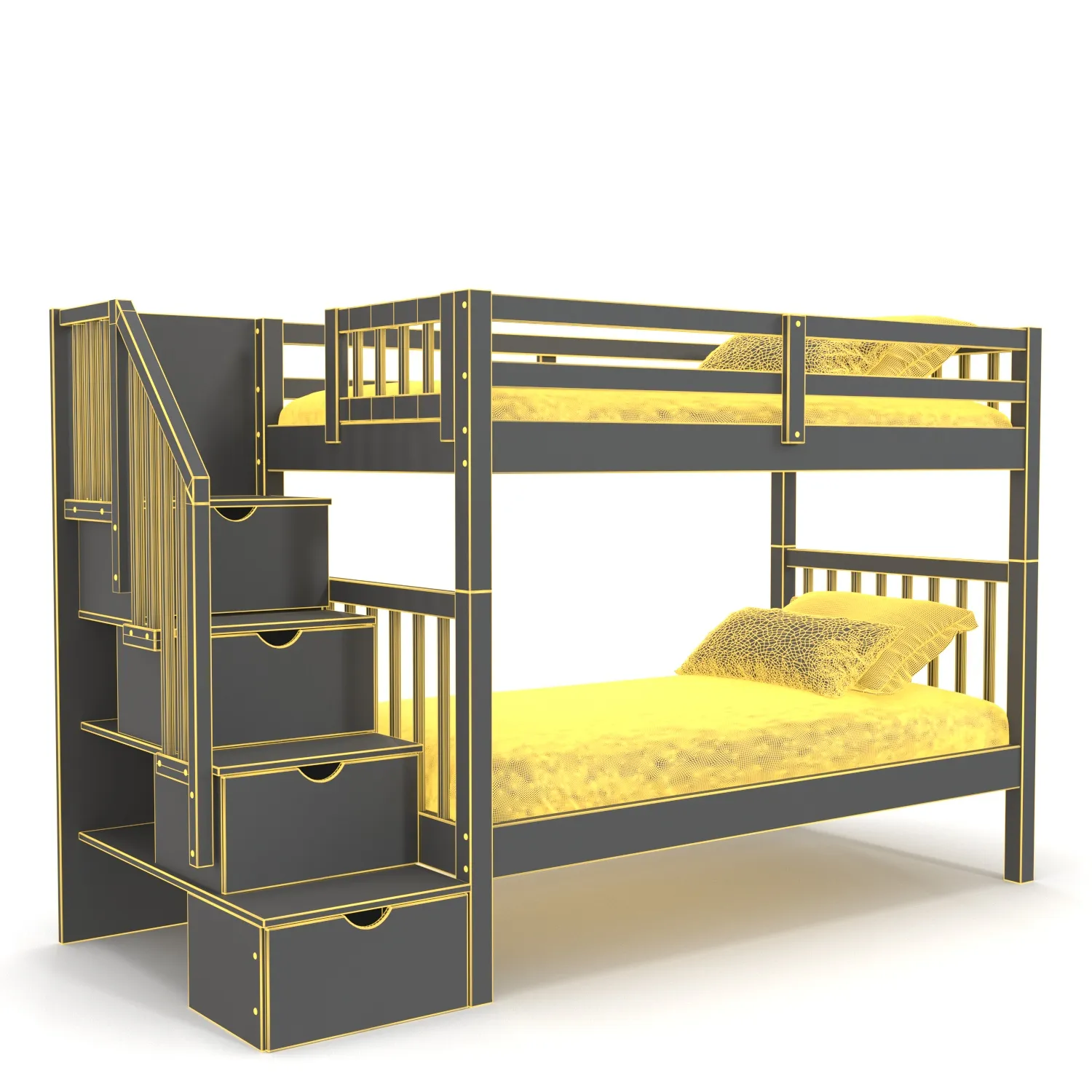 Keystone Twin Stairway Bunk Bed PBR 3D Model_07